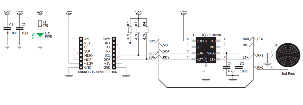 Schematic - Mikroe MIKROE-3205 ProxFusion® 2 Click